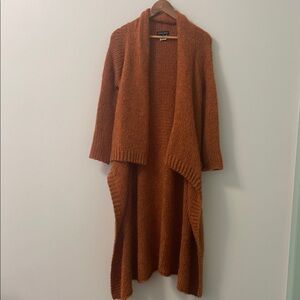 Women's Orange Open Front Sweater